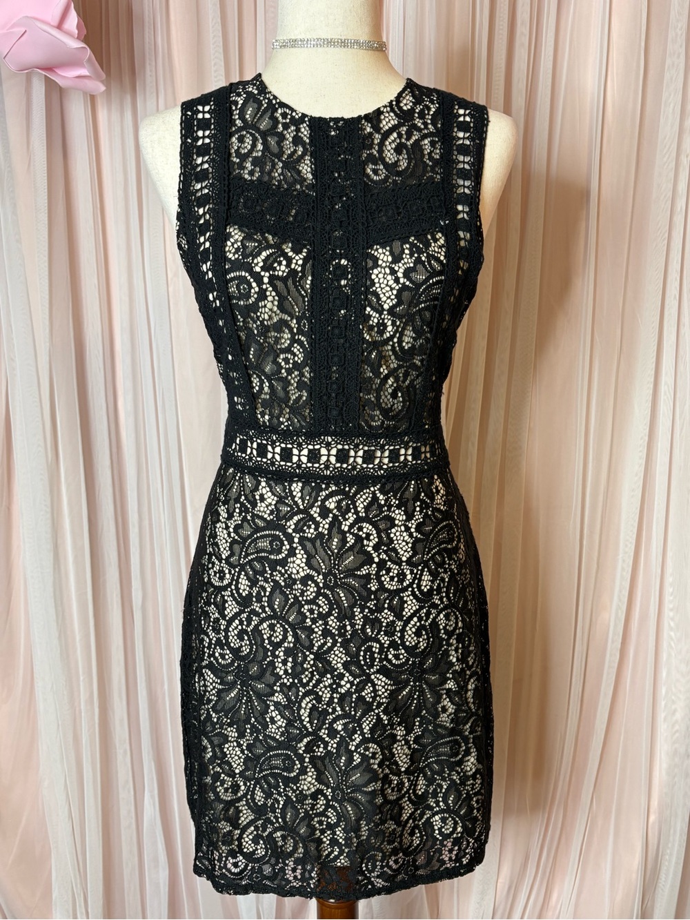 Disney Beauty and the Beast Black Lace Illusion Cocktail Dress